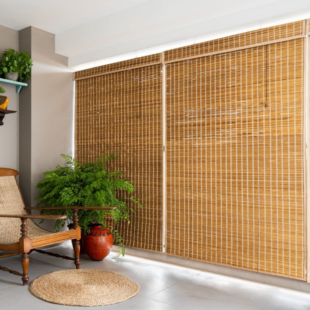 Bamboo blinds installation