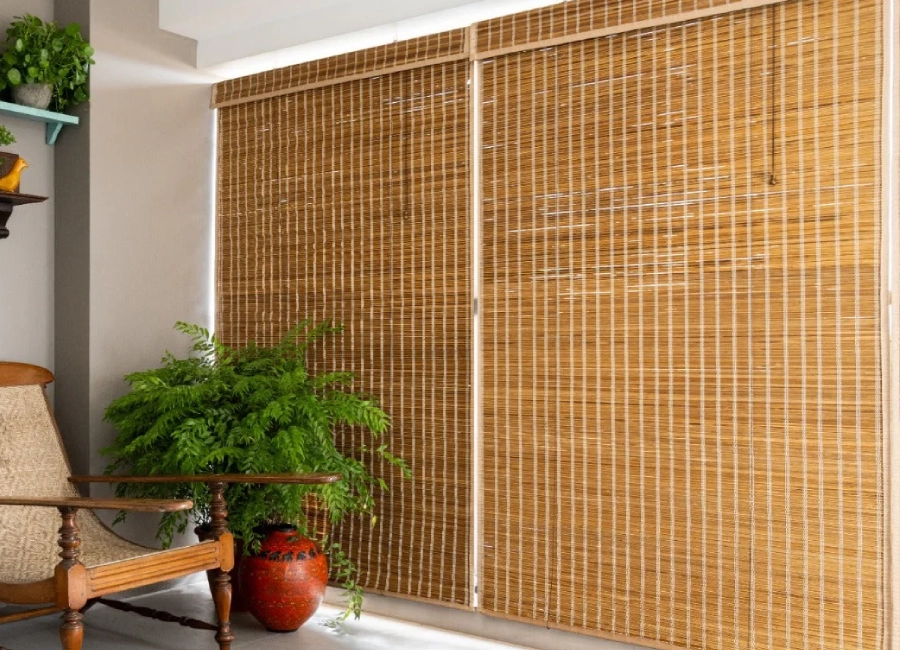 Wooden finish bamboo blinds